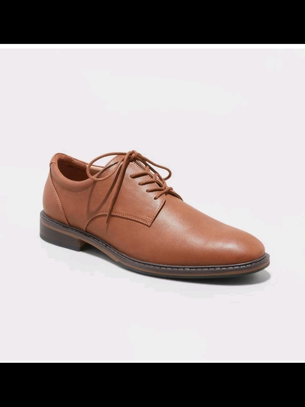 Men Leo Brown Oxford Dress Shoes - Goodfellow Lace-Up Dress Shoe in Cognac Brown